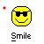 Yellow pixelated smiley face with black sunglasses and red dot on forehead, displaying animation changes across observations.