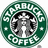 Green circular Starbucks logo with white text 'STARBUCKS COFFEE' and a siren symbol, next to a brown drink with whipped cream and chocolate sprinkles in a cup with a Starbucks logo.