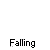 Pixelated character in blue shirt with white head, showing falling motion and speech bubbles containing 'Falling', 'Falling?', and 'AHH!' text.