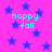 A static image with a bright pink background filled with scattered blue stars and repeated cyan text reading "happy fall" in pixelated font.