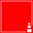 Four red squares with white borders, each containing a small stack of three white pixelated shapes resembling chess pieces at the bottom-right corner.