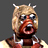 Pixelated static image of a character with light brown hair, dark sunglasses, and an open mouth showing teeth against a gray background.
