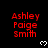 Red text 'Ashley Paige Smith' appears in multiple with white pixelated hearts on a black background, with a gray rectangle partially visible at the bottom right