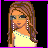 Pixel art contact sheet showing a cartoon woman with long brown hair and sunglasses alongside pink text about blonde vs. brunette preferences, arranged in a 3x2 grid layout with black background and purple borders.