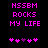 Pixelated text and heart symbols on black background with animation changes in heart positions.