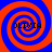 Four identical spiral patterns in red and blue with the text OLIVIA overlaid on each spiral.