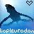 Pixelated static icon showing a dark blue whale silhouette breaching against light blue gradient background with pixel-art heart in top right and partial text at bottom.