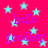 A static image with a bright pink background covered in light blue stars, featuring purple text reading 'hello' and 'goodbay' repeated across the frame.