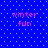 Blue background with light blue dots, four identical pink pixelated text blocks reading 'winter fun' arranged in a
