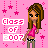Pixel art contact sheet of four animated frames showing a female character in pink top and gray pants against pink starry background with "Class of 2007" text.