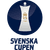 A circular dark blue icon with a white bottle-like shape containing light brown pixelated text, set against a gray background.