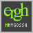 Green stylized 'qgh' text above cyan and white pixelated text on dark gray background with color variations across frames.