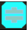 A sequence of four pixelated icons with cyan octagonal borders, each displaying a distinct light green symbol that changes across frames.