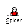Pixel art animation of a red-shirted figure with white head performing actions including standing, throwing, and falling with red particle effects on gray background.