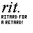 Pixelated text 'rit.' and 'RITARD FOR A RETARD!' with animated heart symbols changing color across frames on a white background.