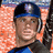 Pixelated image of a person wearing a dark blue cap and shirt, with orange background on left; text in blue font on yellow to right