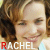 six identical portrait images with the name 'RACHEL' in red and white text across each , showing a person with light brown hair wearing a light blue top