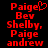 Red pixelated text on black background with a heart symbol replacing the 'e' in 'Paige', displayed across two side-by-side