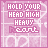 Pixelated pink icon with 'HOLD YOUR HEAD HIGH HEAVY heart' text over and faint hearts, showing animation changes in letter spacing