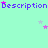A static image with a light green background featuring repeated purple text "Description" and scattered pink and gray stars.