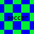 Four identical pixelated 'soccer' text labels appear over a blue and green checkered background with diamond-shaped patterns.