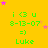 Yellow background with green text and pink stars; repeated 'i <3 u 8-13-07 =) Luke' pattern