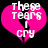 A pink heart split into two halves with white text reading "There Tears I Cry" over a black background.