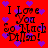 Red background with purple hearts and black text reading "I Love You So Much Dillad!" in a pixelated style.