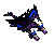 A 3x3 contact sheet of a pixelated animated dragon icon with blue and purple color scheme, showing nine distinct poses across sampled frames.
