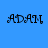 Four display the name 'ADAM' in pixelated black text on solid blue, cyan, green, and teal backgrounds