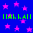 Blue background with pink stars and green text reading HANNAH repeated twice horizontally.