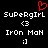 Red heart symbol above white text 'SuPeRgIRL', '<3', 'Iron MoN', and ':]' on black background.