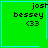Green square icon with cyan border displaying 'jost bessey' text and '(33)' emoticon, featuring a small blue heart in bottom-right corner.