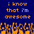 Blue background with orange pixelated text reading "i know that i'm awesome" repeated twice, and a of orange pixelated hands at the bottom