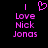 Pixelated pink text and heart symbol on black background, with two identical side-by-side layouts showing 'I Love Nick Jonas' in stacked lines.