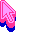 A contact sheet of 18 animated frames showing a pixelated cursor icon with pink and blue color variations against a gray background.