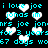 Cyan text and white hearts on black background with repeated phrases about loving 'joe' for 3 years, 67 days.