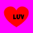 Four red heart shapes on a bright pink background, each containing the text 'LOV' in black pixelated font.