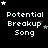 Pixelated text 'Potential Breakup Song' with varying star arrangements on a black background, displayed in a of