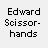 A 48x48 pixel buddy icon featuring a static text label on the left and an animated contact sheet of two frames showing a silver scissor-like object against a dark background on the right.