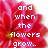 Red flower with yellow center overlaid with white pixelated text in four