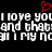 Red heart symbol above repeated white text on black background with pixelated appearance.