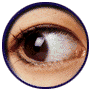 Four circular close-up views of a human eye with brown iris, showing sequential eye movement from left to right across the