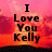 Pixelated text reads "I Love You Kelly" over a gradient background transitioning from dark red at the bottom to bright pink at the top.