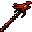 Two pixelated red and brown staffs with yellow accents, each featuring a winged top and segmented shaft, displayed side-by-side on a gray background.