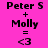 Pixelated text on bright pink background shows 'Peter S + Molly = <3' with identical static display across observations.