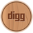 Circular wooden-textured icon with brown border containing lowercase 'digg' text in dark brown pixelated font.