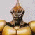Pixelated character with golden armor and a tall helmet on left, green text 'Original Icons .com' on right against dark background.
