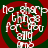 A static image with four identical circular sections arranged in a , each containing a red and green spiral background with white text reading "no sharp things for you all" and "ams" below