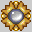 Four pixelated circular icons arranged in a , each with a central gem-like sphere surrounded by radiating petal shapes